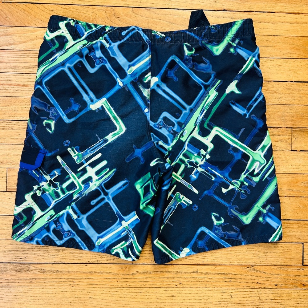 Nike Men L Circuit Board Print Board Shorts Blue Neon Green 9.5" - Picture 4 of 11